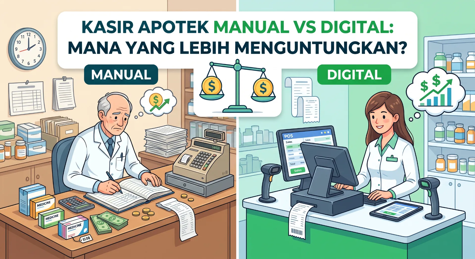 Kasir Apotek Manual vs Digital: Mana yang Lebih Menguntungkan?